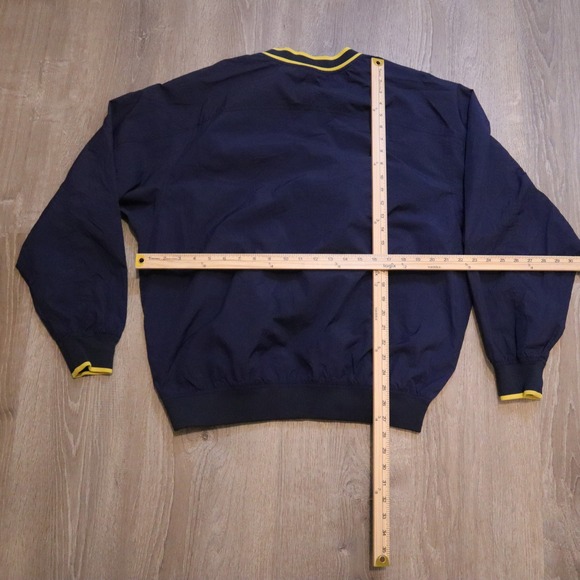 90's y2k Nike V Neck Pullover Windbreaker Navy Yellow Logo‎ Mens Large L - Picture 4 of 4